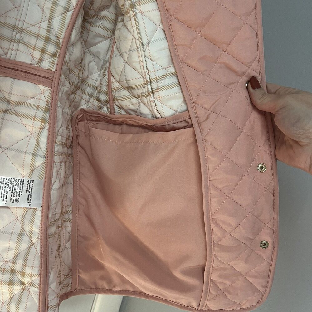 Chico's Pink Quilted Lightweight Mid Length Jacket Snap Front Size 1 US 8/10 - Picture 6 of 9